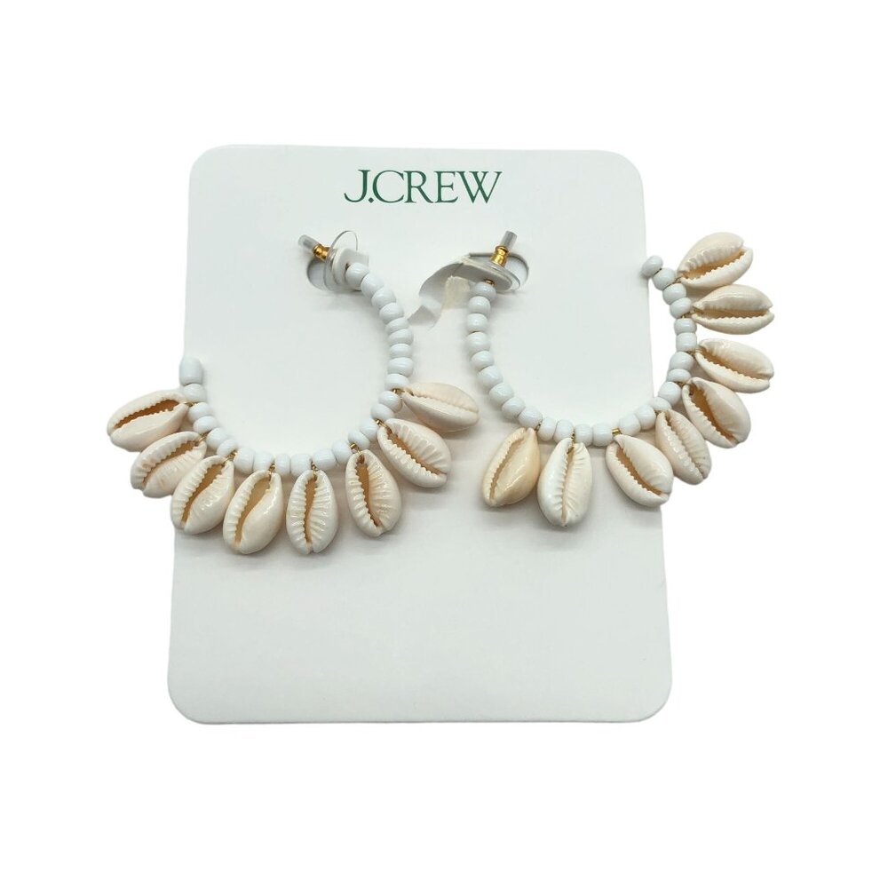 J.Crew Puka Shell Hoop Earrings With Hypoallergenic Ear Post